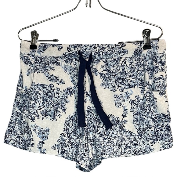 Jaclyn Intimates Blue and White Paisley Floral Kimono and Shorts Pajama Set - Picture 4 of 7